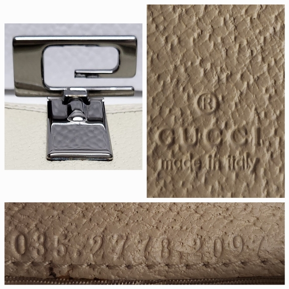 GUCCI G Clasp Continental Pebble Grain Ivory Leather Wallet Auth #035.2778.2097 - Picture 14 of 16
